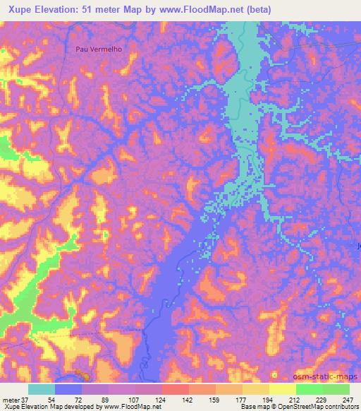 Xupe,Brazil Elevation Map