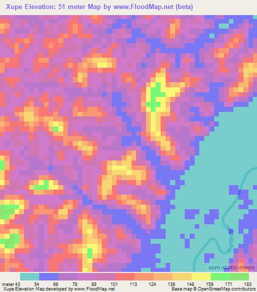 Xupe,Brazil Elevation Map