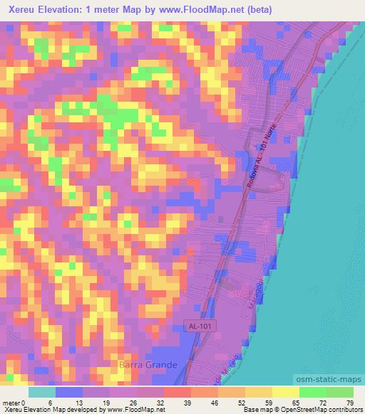 Xereu,Brazil Elevation Map