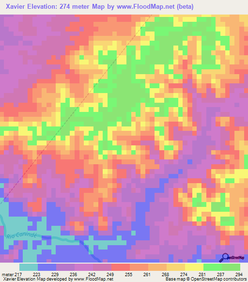 Xavier,Brazil Elevation Map