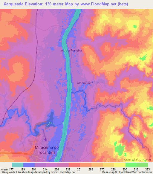 Xarqueada,Brazil Elevation Map