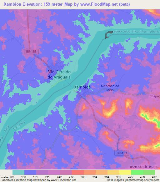 Xambioa,Brazil Elevation Map