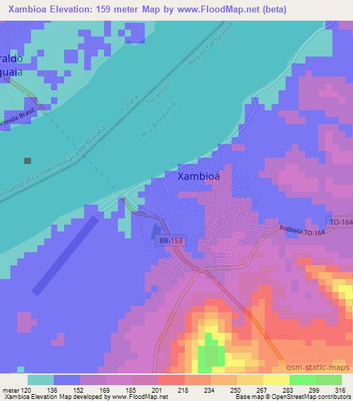 Xambioa,Brazil Elevation Map