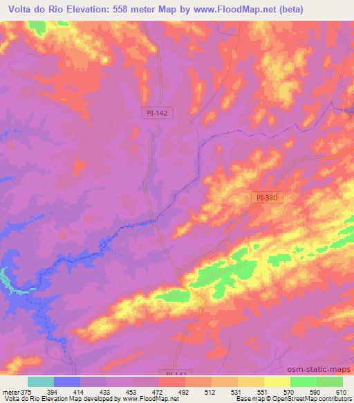 Volta do Rio,Brazil Elevation Map