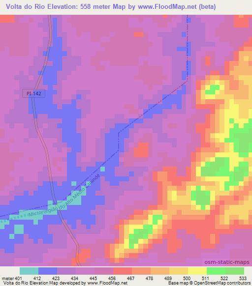 Volta do Rio,Brazil Elevation Map