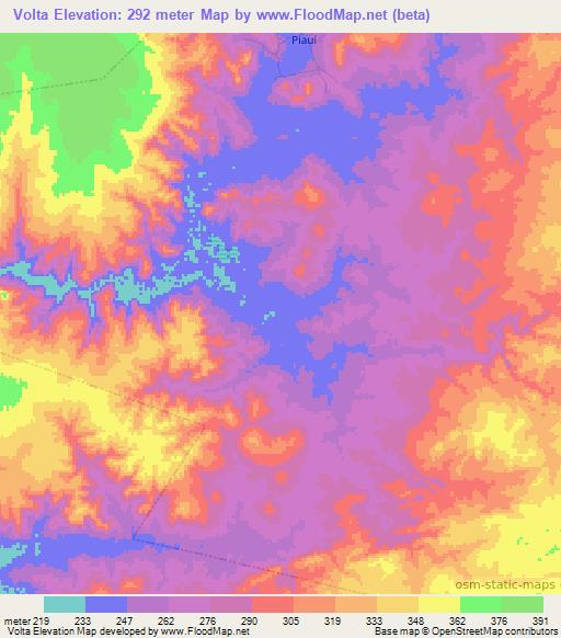 Volta,Brazil Elevation Map