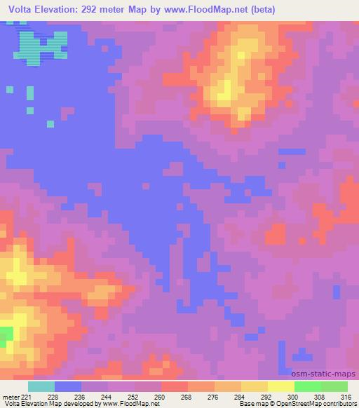 Volta,Brazil Elevation Map