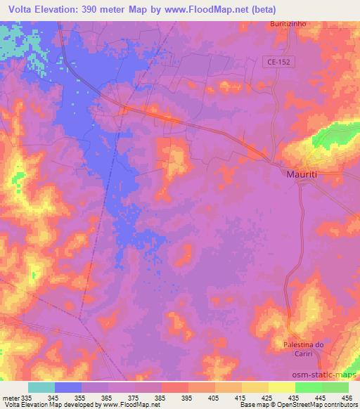 Volta,Brazil Elevation Map