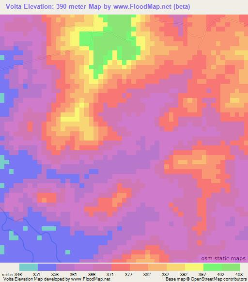 Volta,Brazil Elevation Map