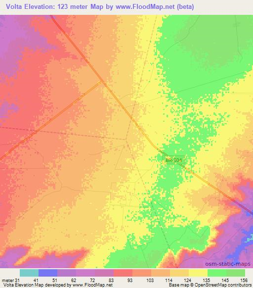 Volta,Brazil Elevation Map