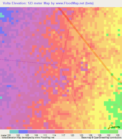 Volta,Brazil Elevation Map