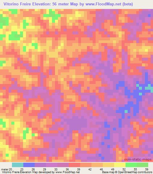 Vitorino Freire,Brazil Elevation Map