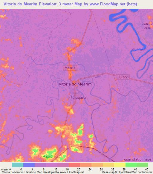 Vitoria do Mearim,Brazil Elevation Map
