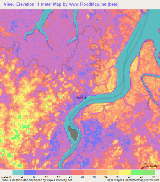 Viseu,Brazil Elevation Map