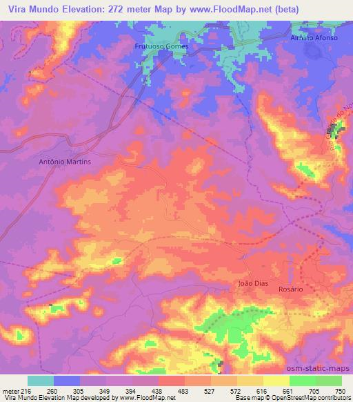 Vira Mundo,Brazil Elevation Map