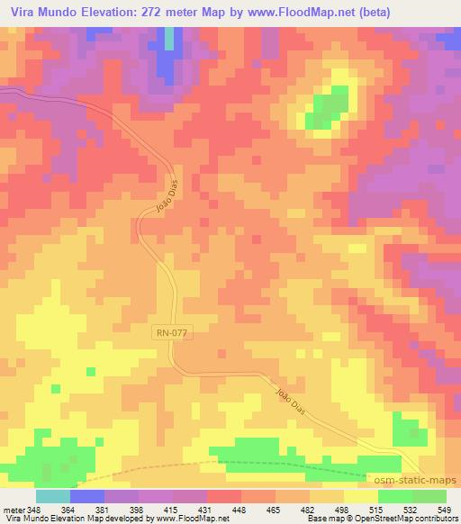 Vira Mundo,Brazil Elevation Map