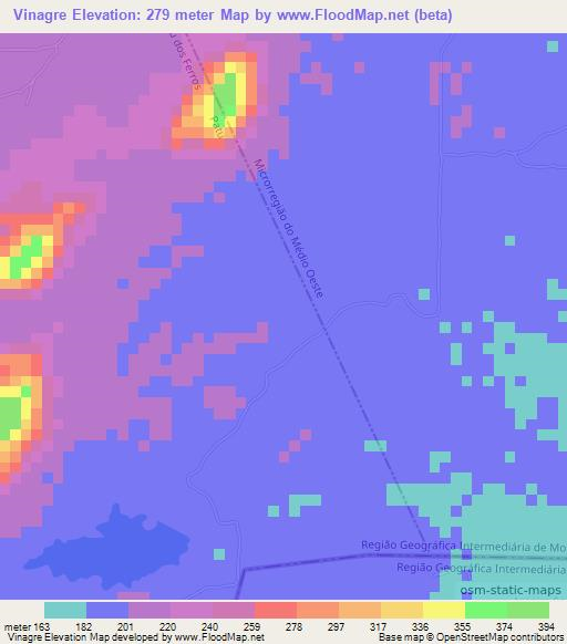 Vinagre,Brazil Elevation Map