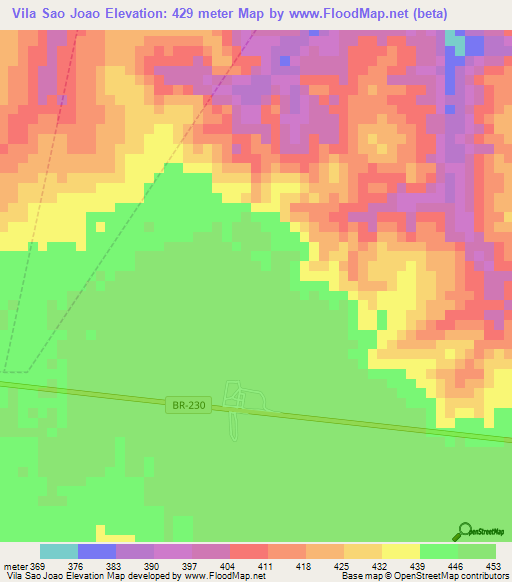 Vila Sao Joao,Brazil Elevation Map