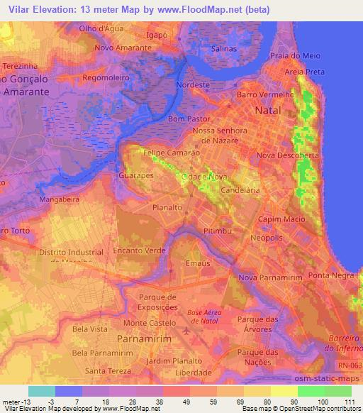 Vilar,Brazil Elevation Map