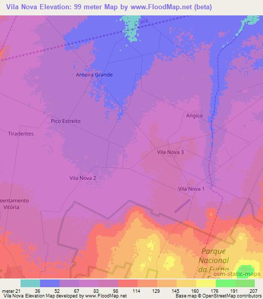 Vila Nova,Brazil Elevation Map