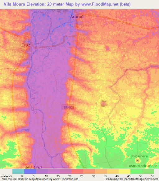 Vila Moura,Brazil Elevation Map