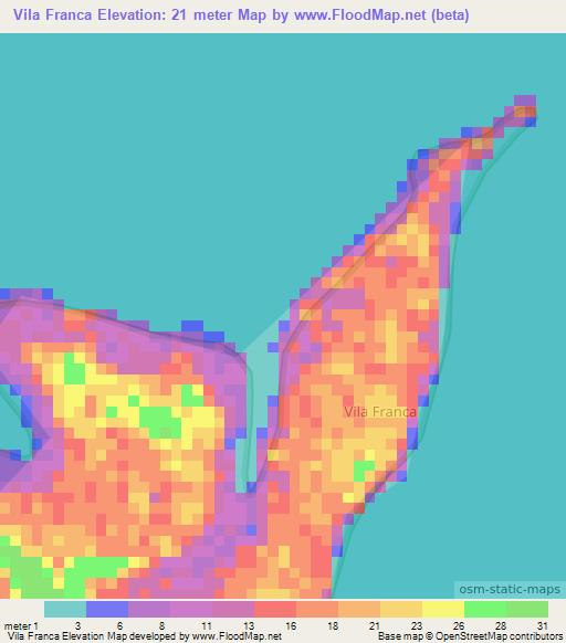 Vila Franca,Brazil Elevation Map