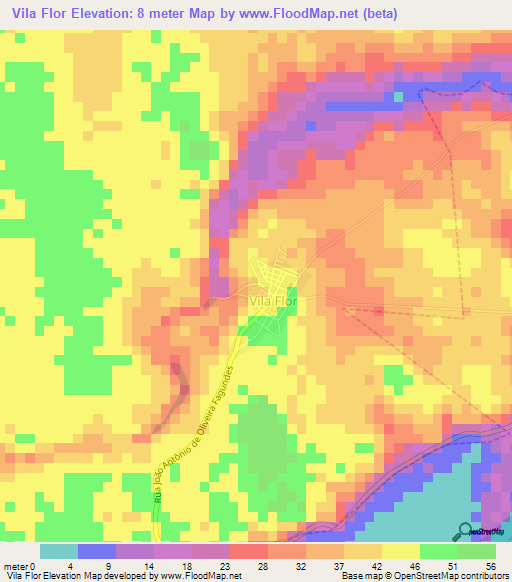 Vila Flor,Brazil Elevation Map