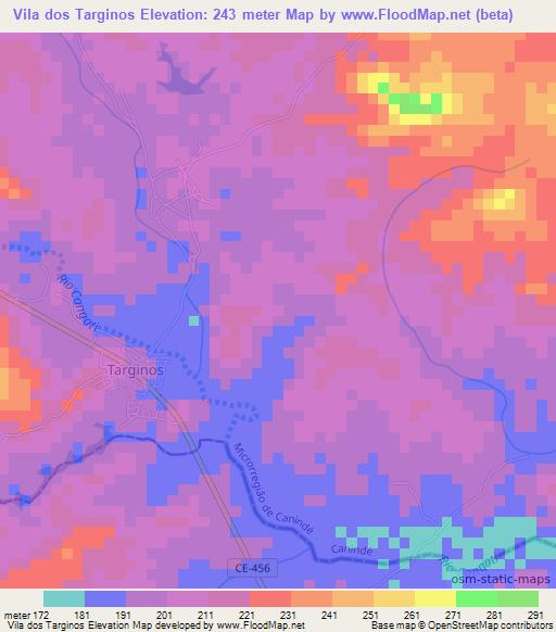 Vila dos Targinos,Brazil Elevation Map