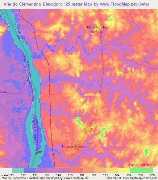 Vila do Clementino,Brazil Elevation Map