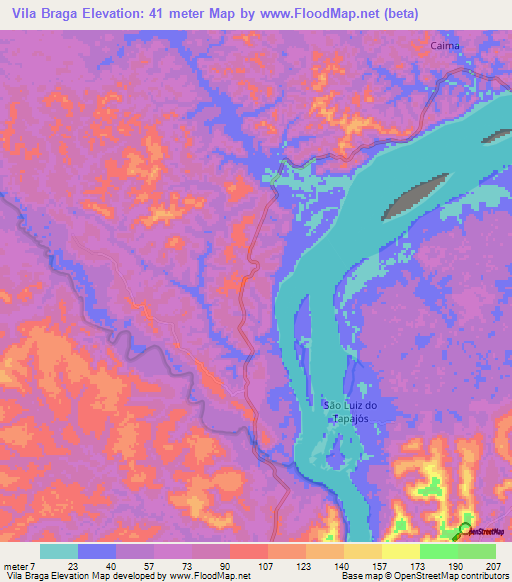 Vila Braga,Brazil Elevation Map