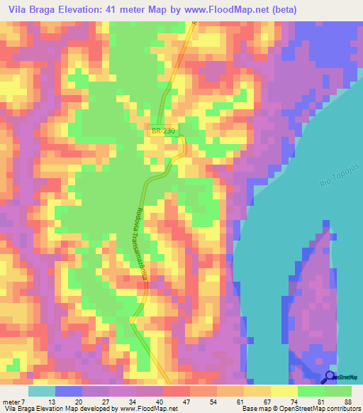 Vila Braga,Brazil Elevation Map