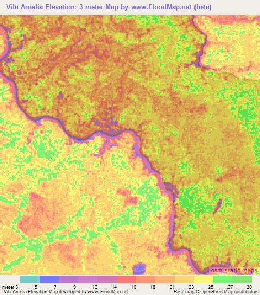 Vila Amelia,Brazil Elevation Map