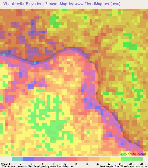 Vila Amelia,Brazil Elevation Map