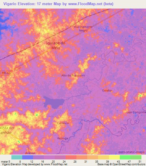 Vigario,Brazil Elevation Map