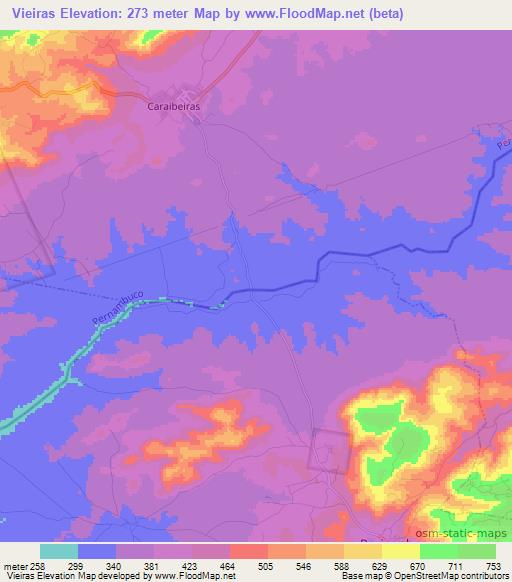 Vieiras,Brazil Elevation Map