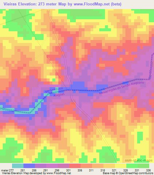 Vieiras,Brazil Elevation Map