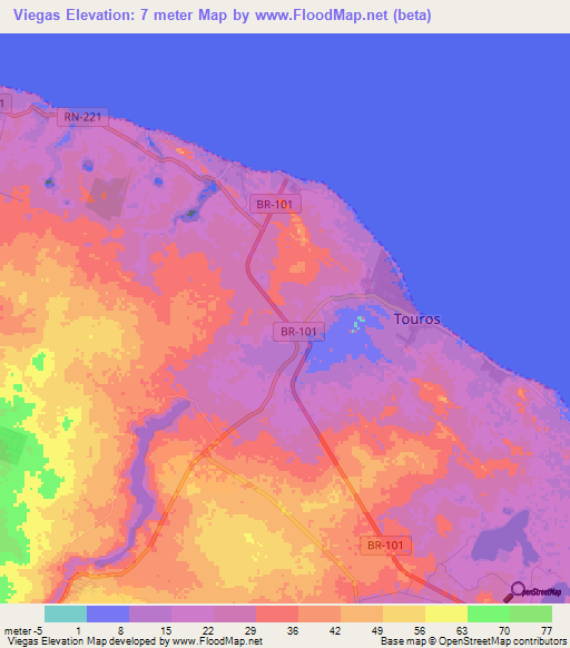 Viegas,Brazil Elevation Map