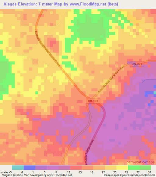 Viegas,Brazil Elevation Map