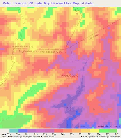 Videu,Brazil Elevation Map