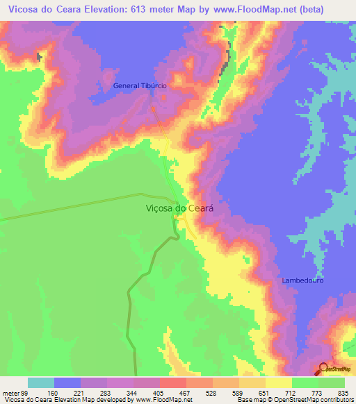 Vicosa do Ceara,Brazil Elevation Map