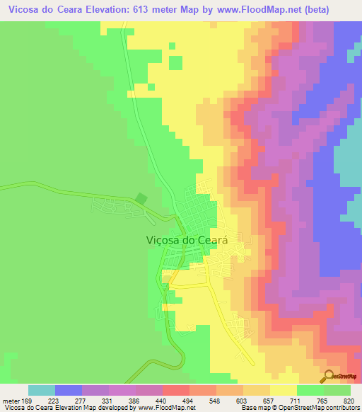 Vicosa do Ceara,Brazil Elevation Map