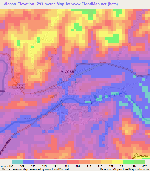 Vicosa,Brazil Elevation Map