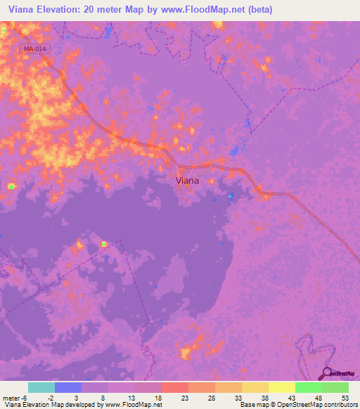 Viana,Brazil Elevation Map