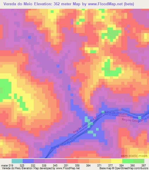 Vereda do Meio,Brazil Elevation Map