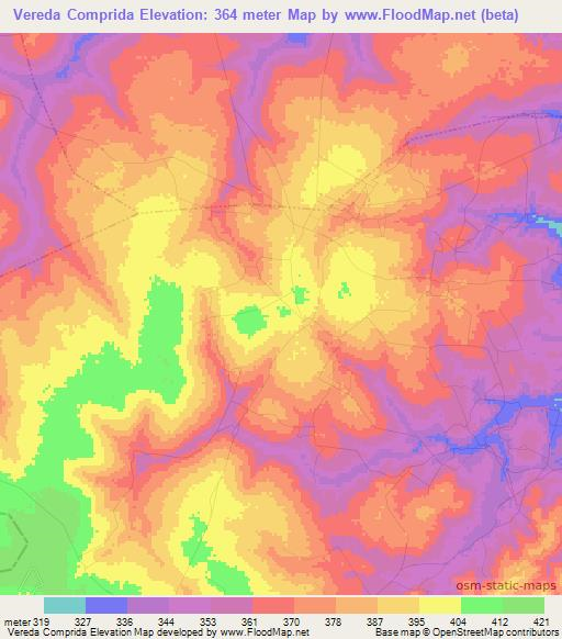 Vereda Comprida,Brazil Elevation Map