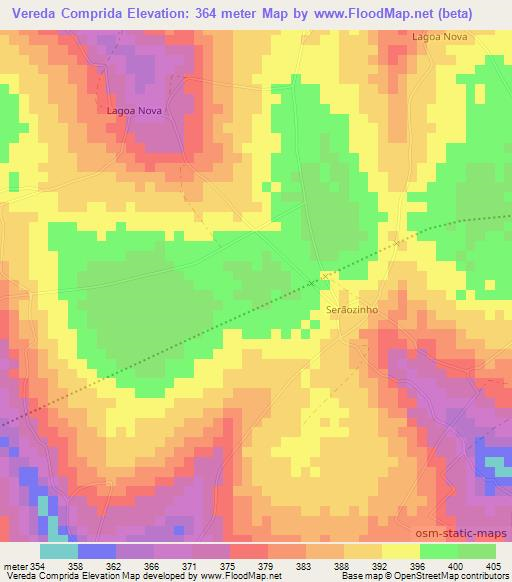 Vereda Comprida,Brazil Elevation Map