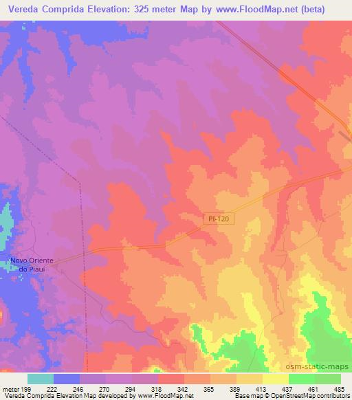 Vereda Comprida,Brazil Elevation Map