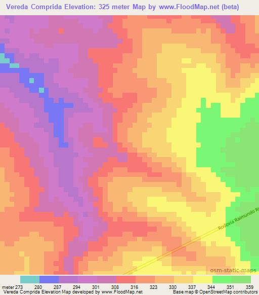 Vereda Comprida,Brazil Elevation Map