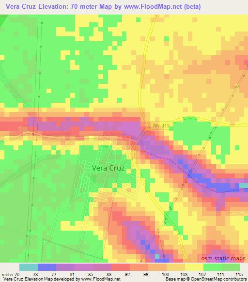 Vera Cruz,Brazil Elevation Map