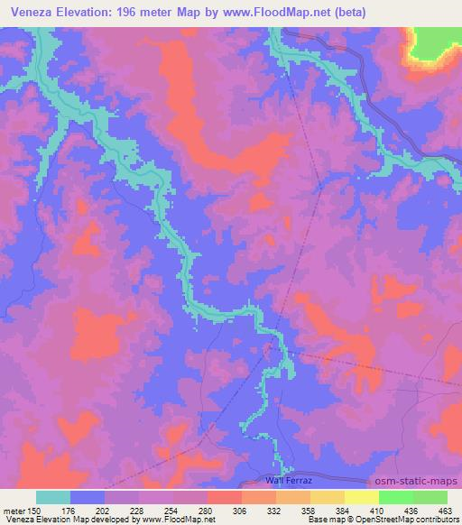 Veneza,Brazil Elevation Map